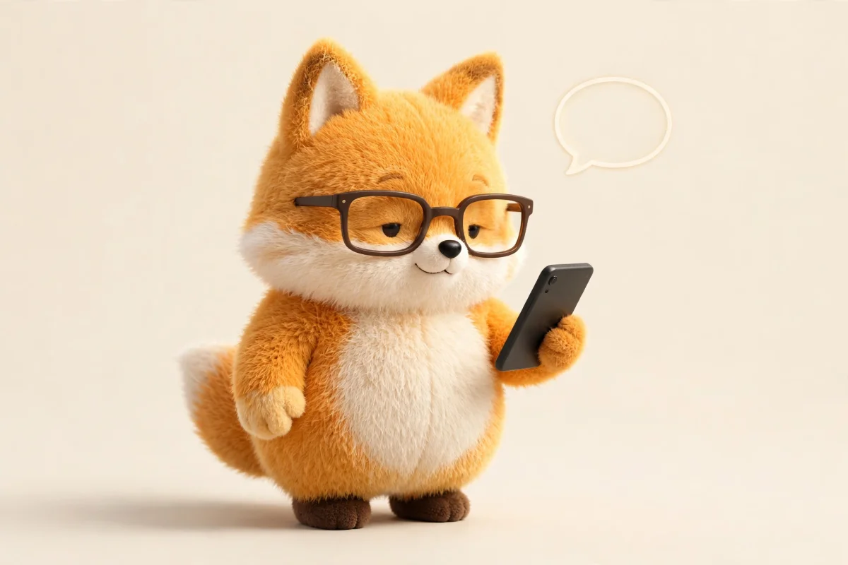Folo checking a phone for a new customer inquiry